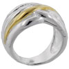 Size 6 Gold Tone Wave Sterling Silver Ring