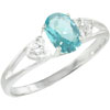 Size 6 Oval Cut Cz Aquamarine Ring