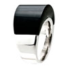 Size6 Black Smooth Round Agate Ring