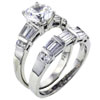 Size 7 Round And Baguette Cut Cz Wedding Set Ring