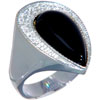 Size 7 Pear Cut Onyx  Sterling   Silver   Ring 