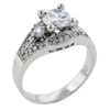 Size7  Round Cut Cz Framed Sterling Silver Ring