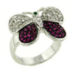 Size 7 Multi Color Cz Butterlfy Ring