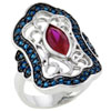 Size 7 Marquise Cut Hot Pinki Cz Filigree Ring