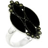 Size 7 Four  Marquise  Onyx Black Rings