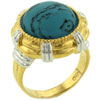 Size 7 Round Shape Cabochon Turquoise Ring