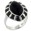 Size 7 Maquise Cut Onyx Cz Black Rings