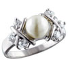 Size 7 Faux Pearl With Cz Sterling Silver Ring
