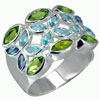 Size 7 Blue And Green Marquise Cz Flower Ring