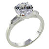 Size 7 Round Cz With Baguettes Sterling Silver Ring