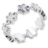 Size 7 Sterling Silver Cz Flower  Chain  Ring
