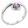 Size 7 Round Pink Cz Sterling Silver Loop Ring