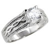 Size 7  Celtic  Engraved Sterling Silver With Cz Ring