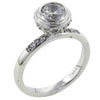 Size 7 Round Cut  Cz  With  Cz  Encustred Setting Ring