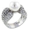 Size 7 White Pearl With Cz Encrusted  Teardrop  Band Ring