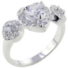 Size 7 Heart Shaped Cz With 2 Round Cut Cz Ring