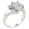 Size 7  Square   Cut  Triple Cz Sterling Silver Ring