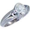 Size 7 Oval Cut Cz Solid Setting Sterling Silver Ring