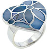 Size 7 Blue Mother Of Pearl Heart Ring