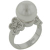 Size 7 White Pearl With Cz Butterfly Sides Ring