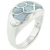Size 7 Blue Mother Of Pearl Lotus Ring