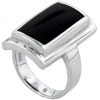 Size 7 Emerald Cut Rhinestone Onyx Black Rings