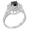 Size 7 Round Cut Onyx &amp;  Cz  Black  Rings 