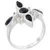 Size 7 Faux Onyx Cross Fitchy Black  Rings 