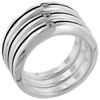 Size 7 Round Cut Cz Stripe Ring Trio