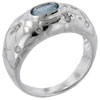 Size 7 Oval Cut Cz  Aquamarine  Quilt Ring
