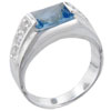 Size 7 Emerald Cut Cz Rhinestone Aquamarine Ring