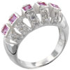 Square Cut Pink Cz Canpy Sterling Silver Ring