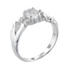 Size 7 Oval Cut Cz Flower &amp; Stem Ring