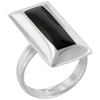 Size 7 Elongated Rectangular Onyx Gemstone Black Rings