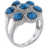 Size7 Turquoise Flower Bouquet Motif Sterling Silver Ring