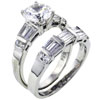 Size 8 Round And Baguette Cut Cz Wedding Set Ring