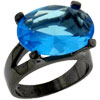 Oval Cut Medium Blue Cz Ring