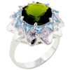 Size 8 Round Cut Peridot Cz Starburst Ring