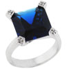 Size 8 Square Cut Blue Faux Sapphire Cz Ring