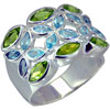 Size 8 Blue And Green Marquise Cz Flower Ring