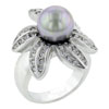 Rings - Size 8 Silver Pearl Flower Ring