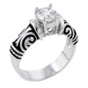 Size 8 Antique Cz Sterling Silver Ring