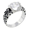Size 8 Round Cz Engraved Ring