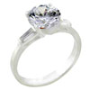 Size 8 Round Cz With Baguettes  Sterling   Silver   Ring 