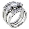 Size 8 Round Cut Cz 925 Silver Wedding Set Ring