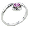 Size8  Round Pink Cz Sterling Silver Loop Ring