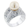 Size 8  Pearl  Cz Encrusted Ring