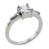 Size 8  Square   Cut  Cz With Baguette Accents Ring