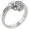Size 8 Sterling Silver And Cz Heart Charm Ring