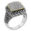 Size 8 Cz Studded Square Top Ring